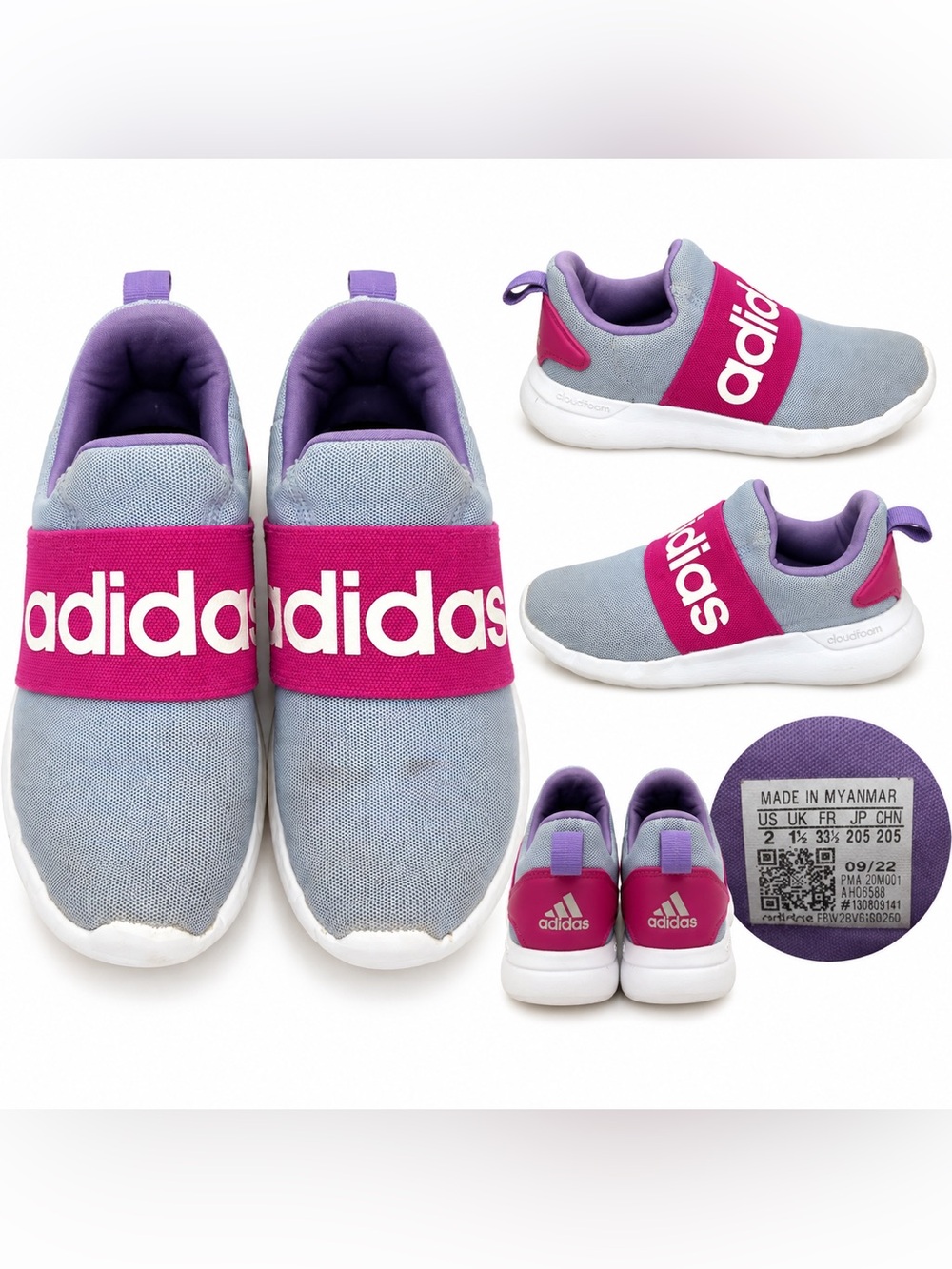 👟 Adidas Cloudfoam Kids Slip-On Sneakers – Size 2